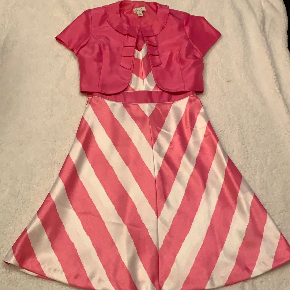 Two piece dress outfit, Kim Rogers, size 6, pink